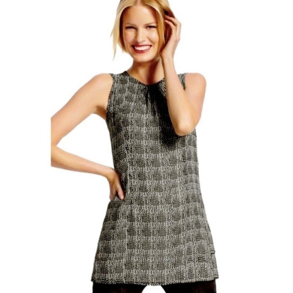 CABI Chloe Semi Sheer Delicate Material Black & White Blouse Tunic